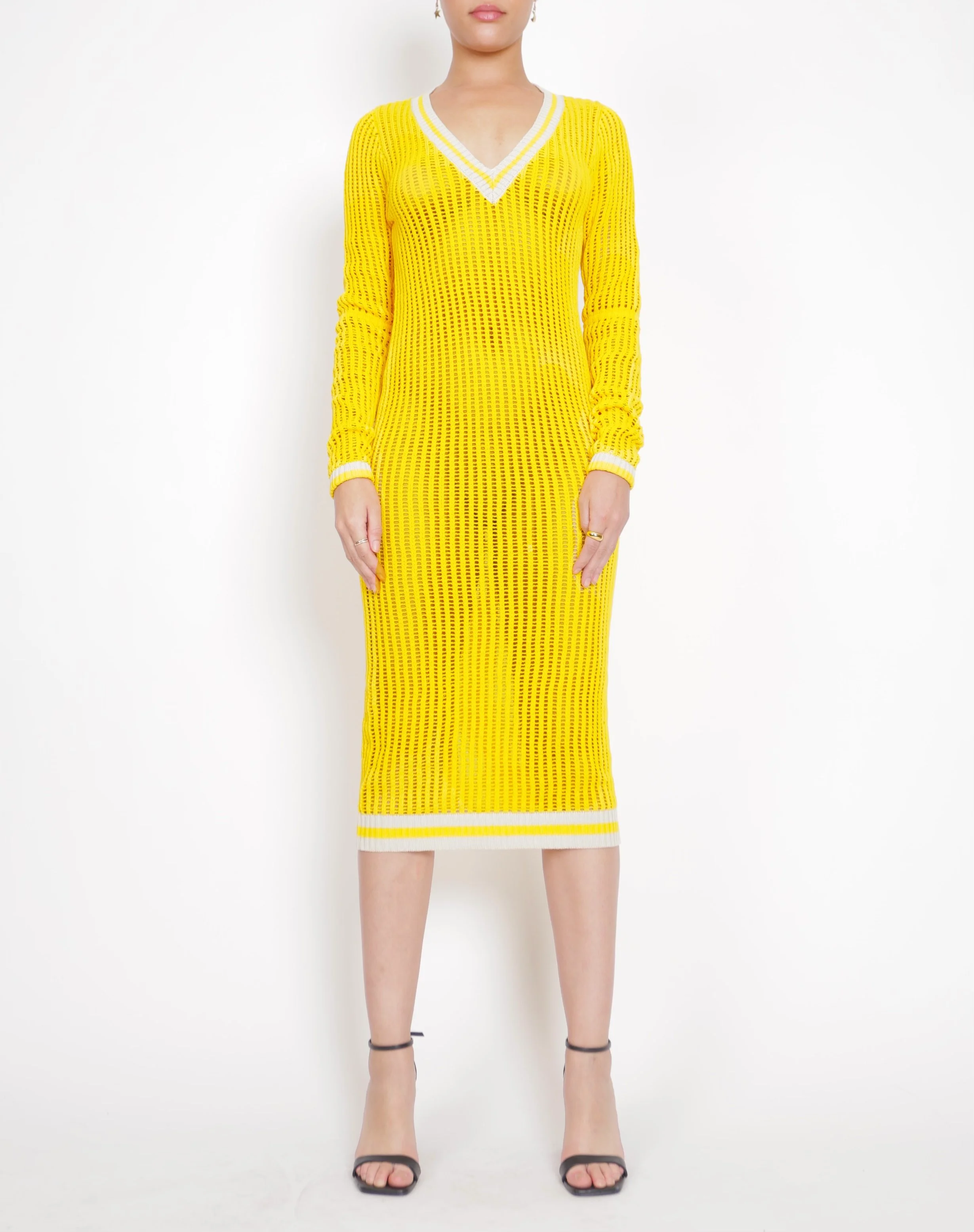 Ameri♡ LACE LIKE LONG KNIT DRESS Ameri⭐︎BIG CHECK LACE UP KNIT